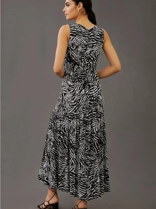 Anthropologie V-Neck Ruched Front Maxi Dress - Picture 2 of 10